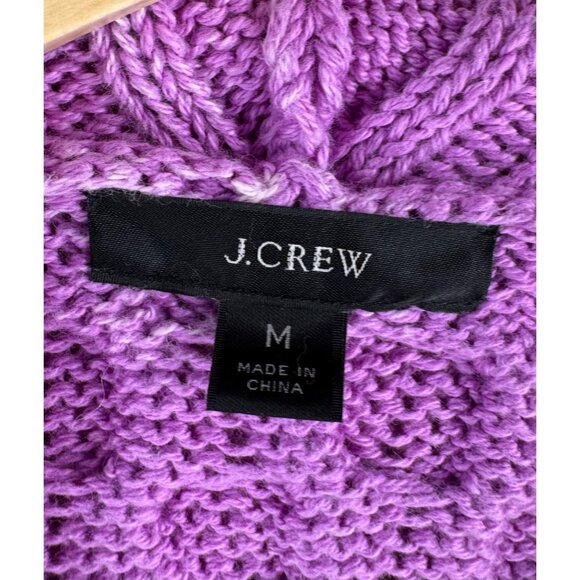 J.Crew Womens Purple Cable Knit Hoodie Sweater 90s Size M - Picture 2 of 6